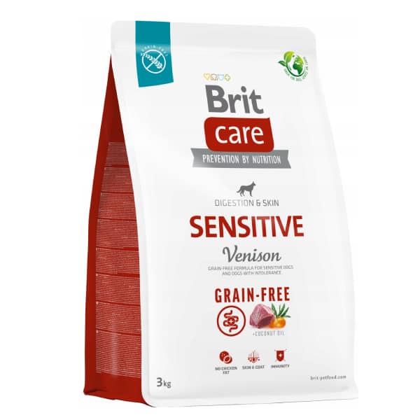 BRIT CARE DOG SENSITIVE VENISON sausā barība suņiem Brieža gaļa 3kg